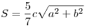 S = \frac{5}{7}c\sqrt {a^2  + b^2 } 