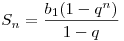 S_n = \frac{{b_1 (1 - q^n )}}{{1 - q}}