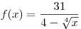 f(x) = \frac{{31}}{{4 - \sqrt[4]{x}}}