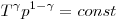 T^\gamma  p^{1 - \gamma }  = const