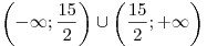 \left( -\infty; \frac{15}{2} \right) \cup \left( \frac{15}{2}; +\infty \right)