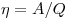 \eta  = A/Q