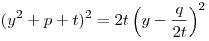 (y^2  + p + t)^2  = 2t\left( {y - \frac{q}{{2t}}} \right)^2
