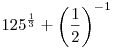 125^{\frac{1}{3}} + \left( \frac{1}{2} \right)^{-1}