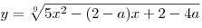y = \sqrt[9]{{5x^2 - (2 - a)x + 2 - 4a}}