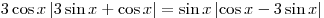 3\cos x\left| {3\sin x + \cos x} \right| = \sin x\left| {\cos x -
3\sin x} \right|