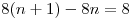 8(n + 1) - 8n = 8
