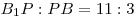 B_1 P:PB = 11:3