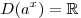 D (a^x) = \mathbb {R}