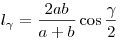l_\gamma   = \frac{{2ab}}{{a +
b}}\cos \frac{\gamma }{2}