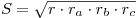 S = \sqrt {r \cdot r_a  \cdot r_b 
\cdot r_c } 