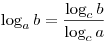 \log _a b = \frac{{\log _c b}}{{\log _c a}}
