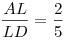 \frac{{AL}}{{LD}} = \frac{2}{5}
