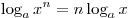 \log_a x^n = n\log _a x