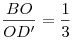 \frac{BO}{OD'} = \frac{1}{3}