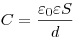 C = \frac{{\varepsilon _0 \varepsilon S}}{d}