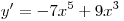 y' =  - 7x^5  + 9x^3