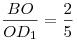 \frac{{BO}}{{OD_1}} = \frac{2}{5}