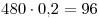 480 \cdot 0,\!2 = 96