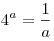 4^a = \frac{1}{a}