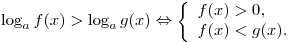 \log _a f(x) > \log _a g(x) \Leftrightarrow \left\{ \begin{array}{l} f(x) > 0, \\ f(x) < g(x). \\ \end{array} \right.