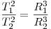 \frac{{T_1^2 }}{{T_2^2 }} = \frac{{R_1^3 }}{{R_2^3 }}