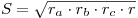 S = \sqrt {r_a  \cdot r_b  \cdot r_c  \cdot r} 