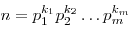 n = p_1^{k_1 } p_2^{k_2 }  \ldots p_m^{k_m } 