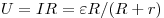 U = IR =
\varepsilon R/(R + r)