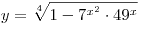 y = \sqrt[4]{{1 -
7^{x^2 }  \cdot 49^x }}
