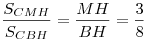 \frac{{S_{CMH} }}{{S_{CBH} }} = \frac{{MH}}{{BH}} =
\frac{3}{8}